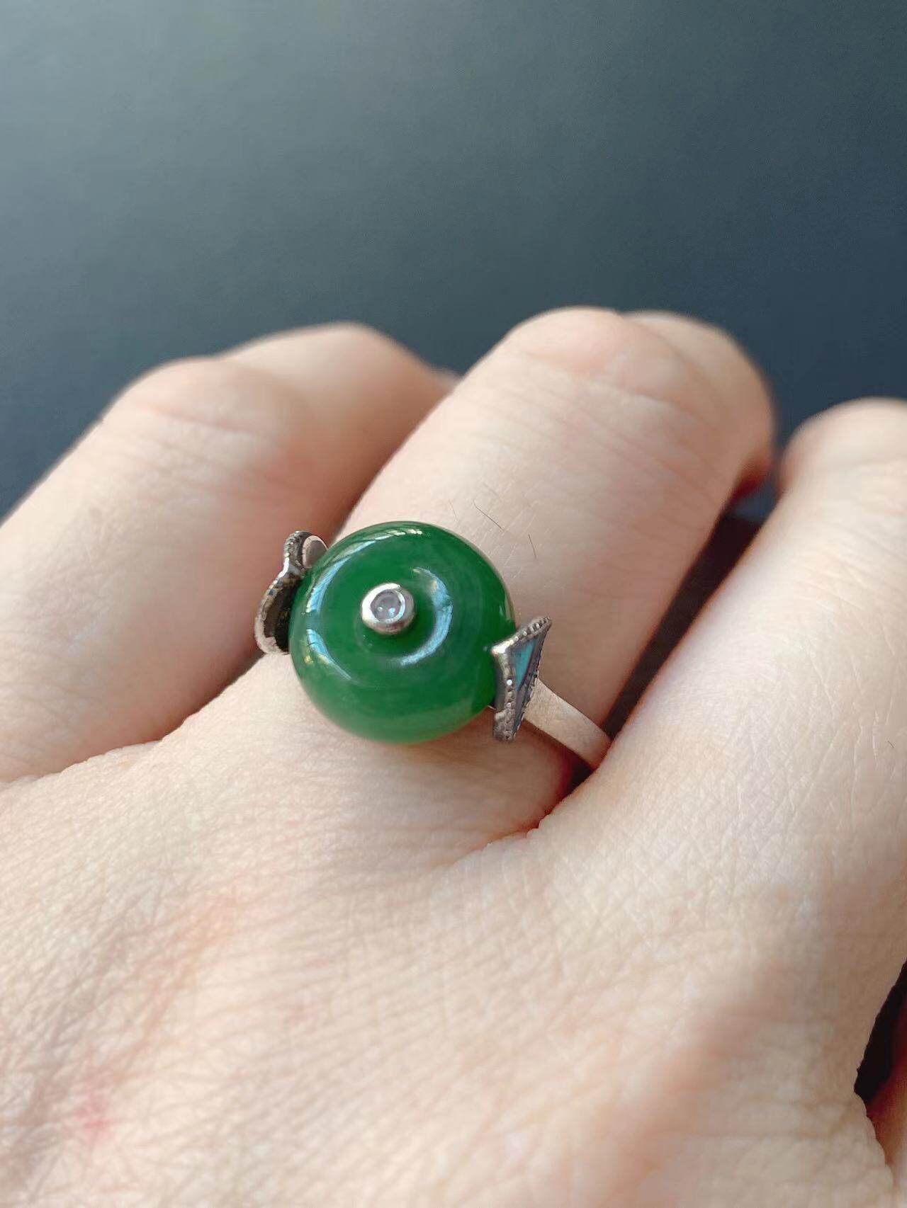 Natural Hetian jade jasper ring for women s925 silver inlaid safety buckle live ring ring adjustable ring for girlfriend