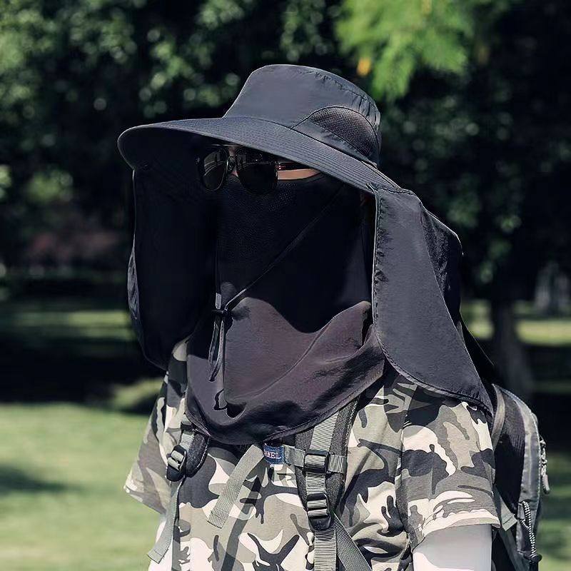 防晒面罩帽子男士太阳帽垂钓户外旅游遮阳帽夏天钓鱼遮脸渔夫帽,淘宝优惠券,粉丝福利购,淘宝优惠卷