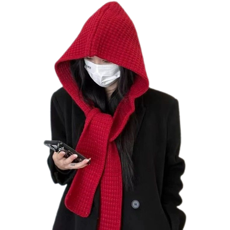 帽子围巾一体新款外搭秋冬季女针织连帽两用保暖百搭毛线披肩围脖,淘宝优惠券,粉丝福利购,淘宝优惠卷