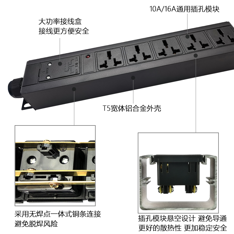 大功率32A8000W63A12000WPDU机柜电源排插座空调工业拖接线板无线 - 图0