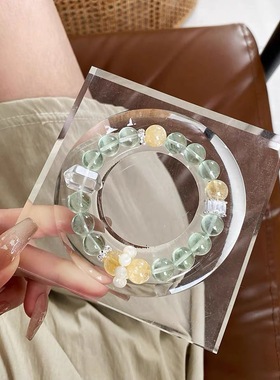天然绿水晶黄阿塞绿发晶绿萤石手链多宝毕业手串送礼女
