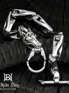 美国银饰马头纯正欧美工艺手链