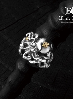 BWL金十字金珠章鱼戒指