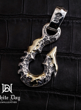 BWL正品18K鎏金涂鸦鱼钩吊坠