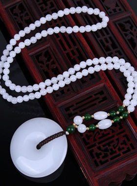 白玉平安扣中长款百搭休闲风吊坠