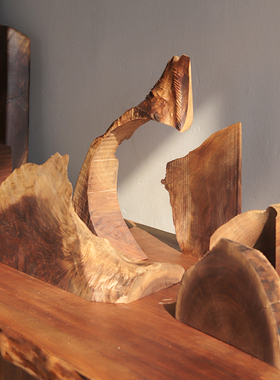 渊也原创实木异形摆件客厅玄关不规则原木装饰艺术品创意家居饰品