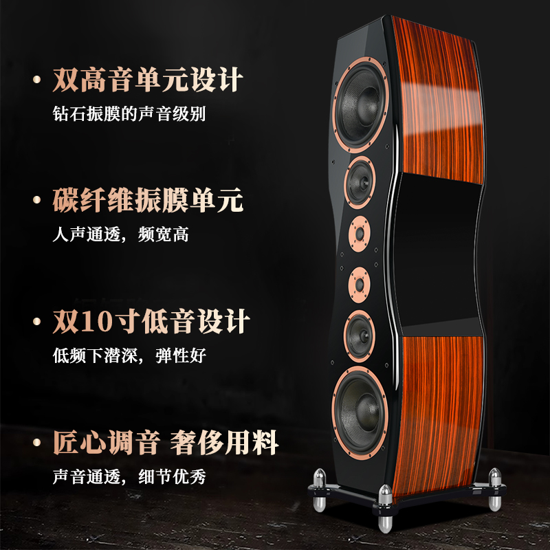 美丽安之声FA11家用发烧级hifi高保真碳纤维三分频双10寸落地音箱 - 图0