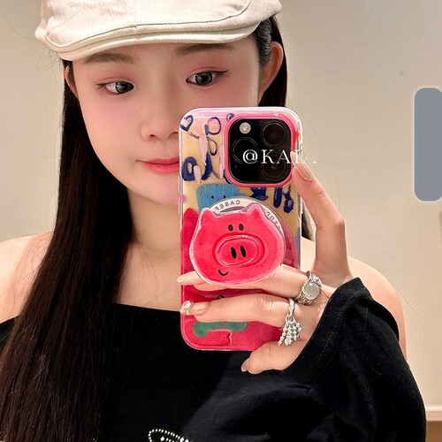 玫红小猪鼻子旋转磁吸支架适用X9C荣耀GT/300/magic8/80/90/X60PRO手机壳X50趣味400/200 lite畅玩60plus/x30 - 图2