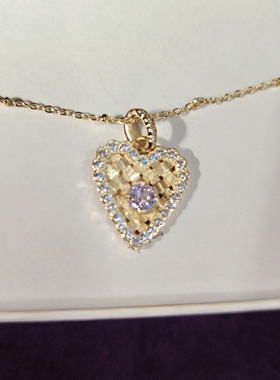 向卉意大利中古合金粉钻爱心项链