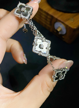 意大利中古定制库存回流大希地黑贝母花手链