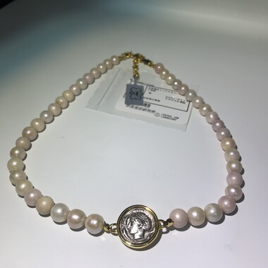 向卉意大利中古海水奶茶粉有核珍珠项链近圆有证书有礼盒送妈妈