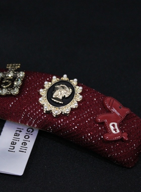 向卉意大利中古美拉德卡梅欧小红马布艺发卡