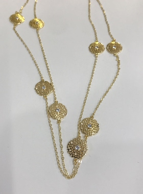 向卉意大利中古合金蜂巢长款多功能毛衣项链