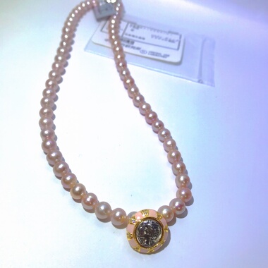 向卉意大利中古回流海水有核珍珠项链近圆有证书有礼盒