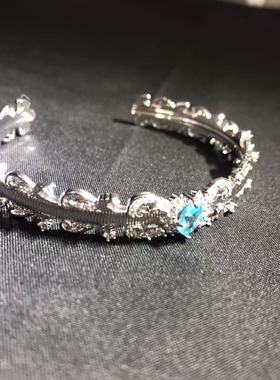 向卉中古意大利库存回流夜尾花布布家中古老合金手镯