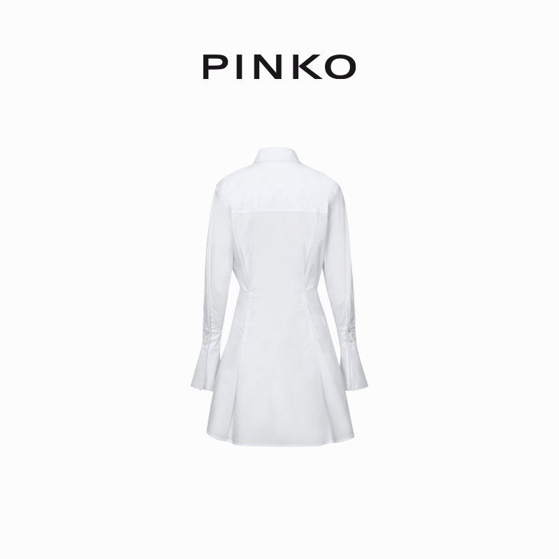 【年中特惠】PINKO 简约收腰白衬衫式连衣裙100885Y6VW