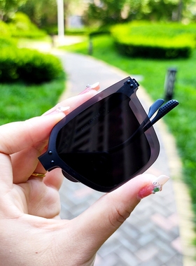 防UV方形时尚男女无框折叠墨镜