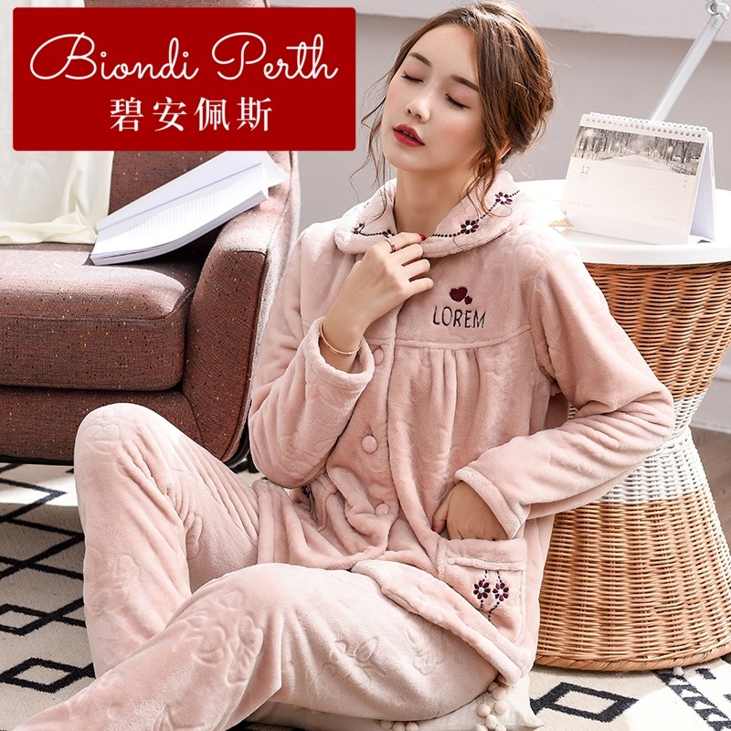 碧安佩斯珊瑚绒都市长袖歌瑞尔睡衣 碧安佩斯睡衣/家居服套装