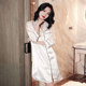 Shirtsan night skirt female boyfriend Feng white pajamas sexy wearing summer ice silk shirt simple home service spring and autumn