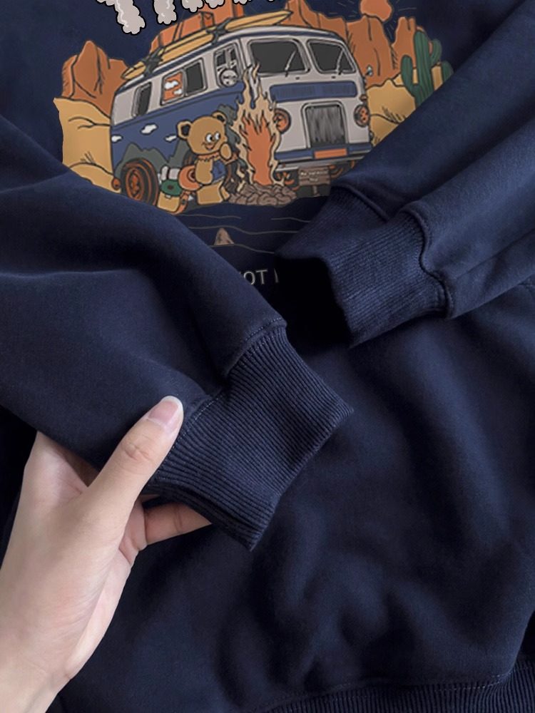 美式复古藏青色连帽卫衣女春秋冬加绒加厚外套宽松bf慵懒纯棉上衣,淘宝优惠券,粉丝福利购,淘宝优惠卷