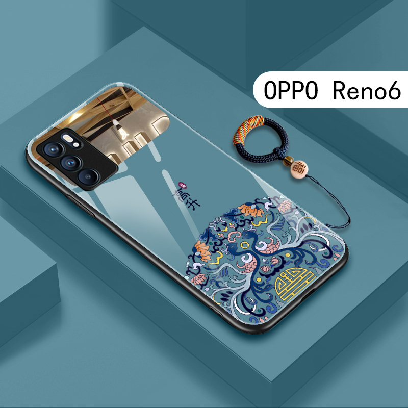 适用新款opporeno6手机壳reno9oppo中国风rono7se国潮rene5pro+带镜面玻璃4por高级3p男女款2z防摔rone10定制 - 图1