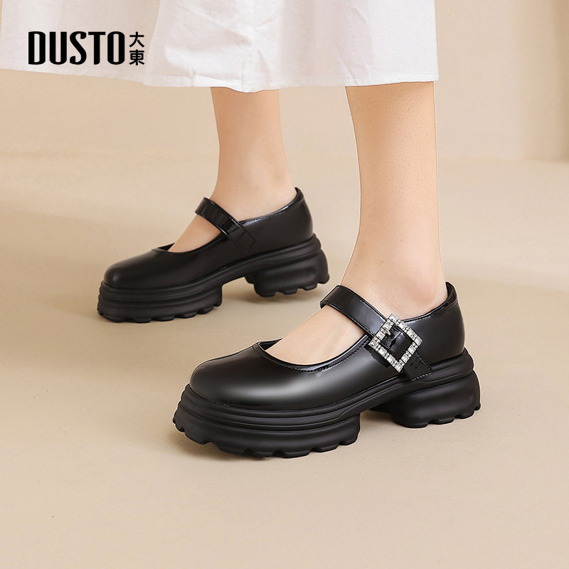 大东玛丽珍鞋女鞋2026春季新款粗跟中跟魔术贴圆头饰扣浅口C0127,淘宝优惠券,粉丝福利购,淘宝优惠卷