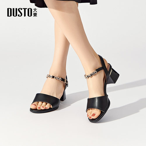 大东dd凉鞋女2025新款夏季法式一字带粗跟凉拖鞋女气质夏款女鞋子 - 图3