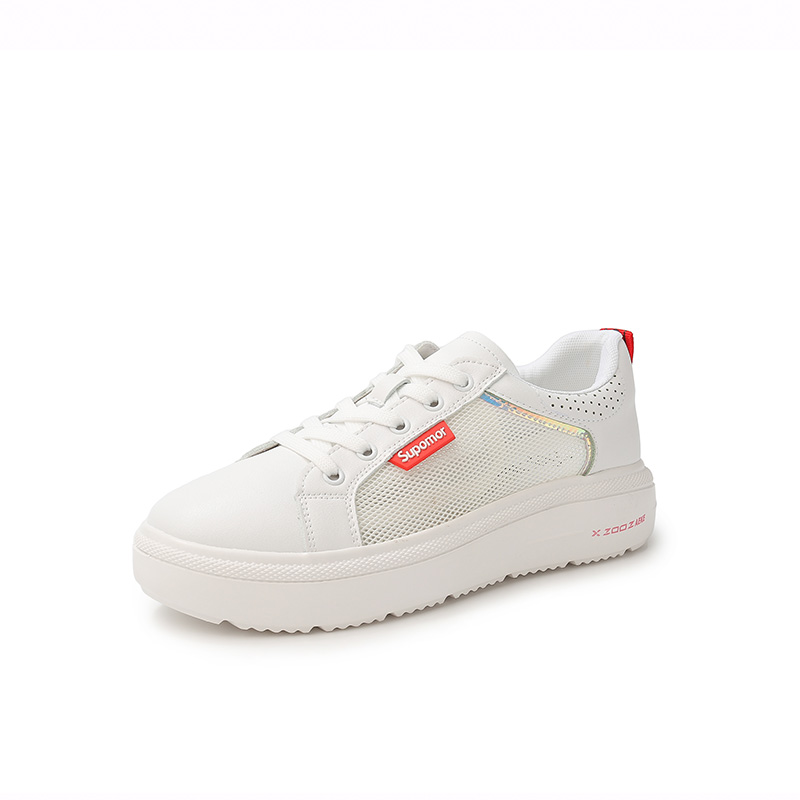 dusto旗舰店大东新款夏季学院低跟平底后帮字母条系带小白鞋女鞋20S50183