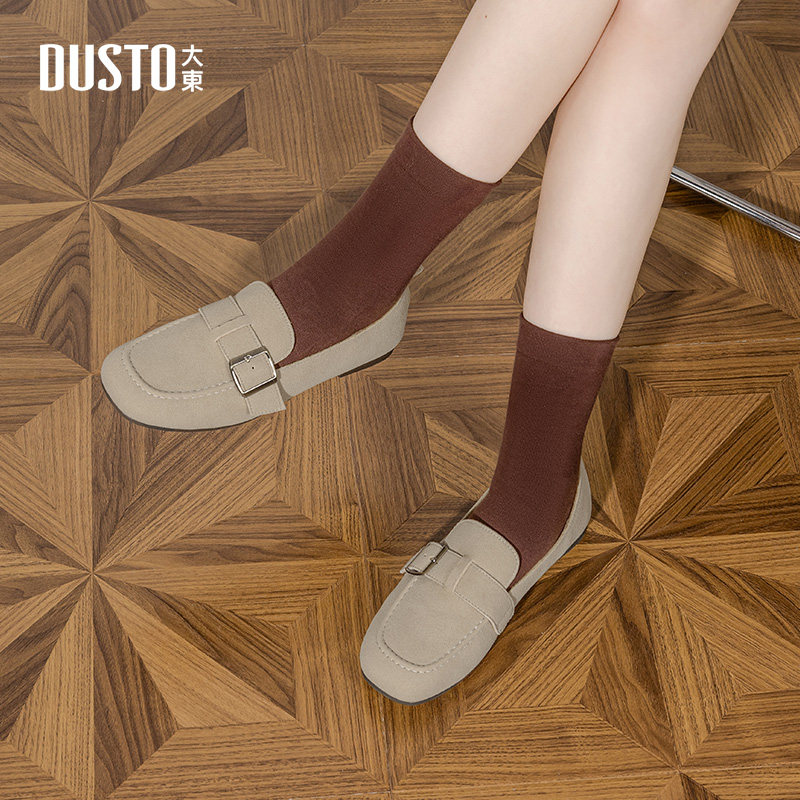 大东乐福鞋女鞋2026春季新款低跟方跟套脚金属方头舒适单鞋C0208,淘宝优惠券,粉丝福利购,淘宝优惠卷