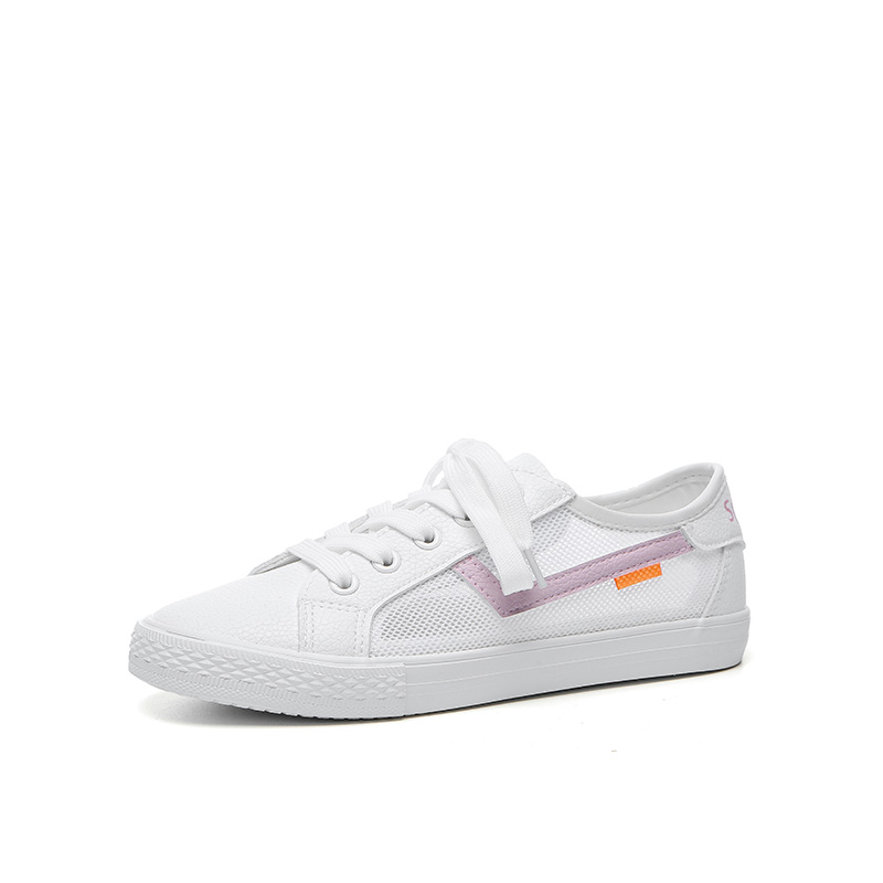 dusto旗舰店大东新款夏季学院低跟平底网纱字母系带小白鞋女鞋20X70133