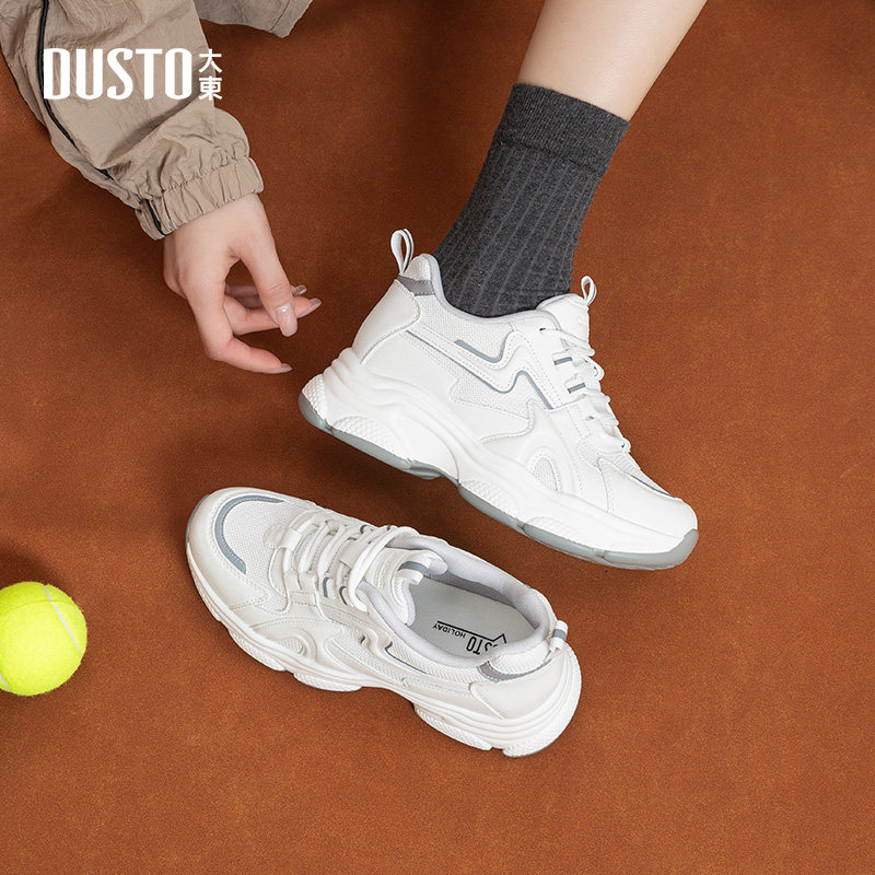 大东老爹鞋女鞋2026春季新款平底高跟系带圆头材质拼贴Q0320,淘宝优惠券,粉丝福利购,淘宝优惠卷