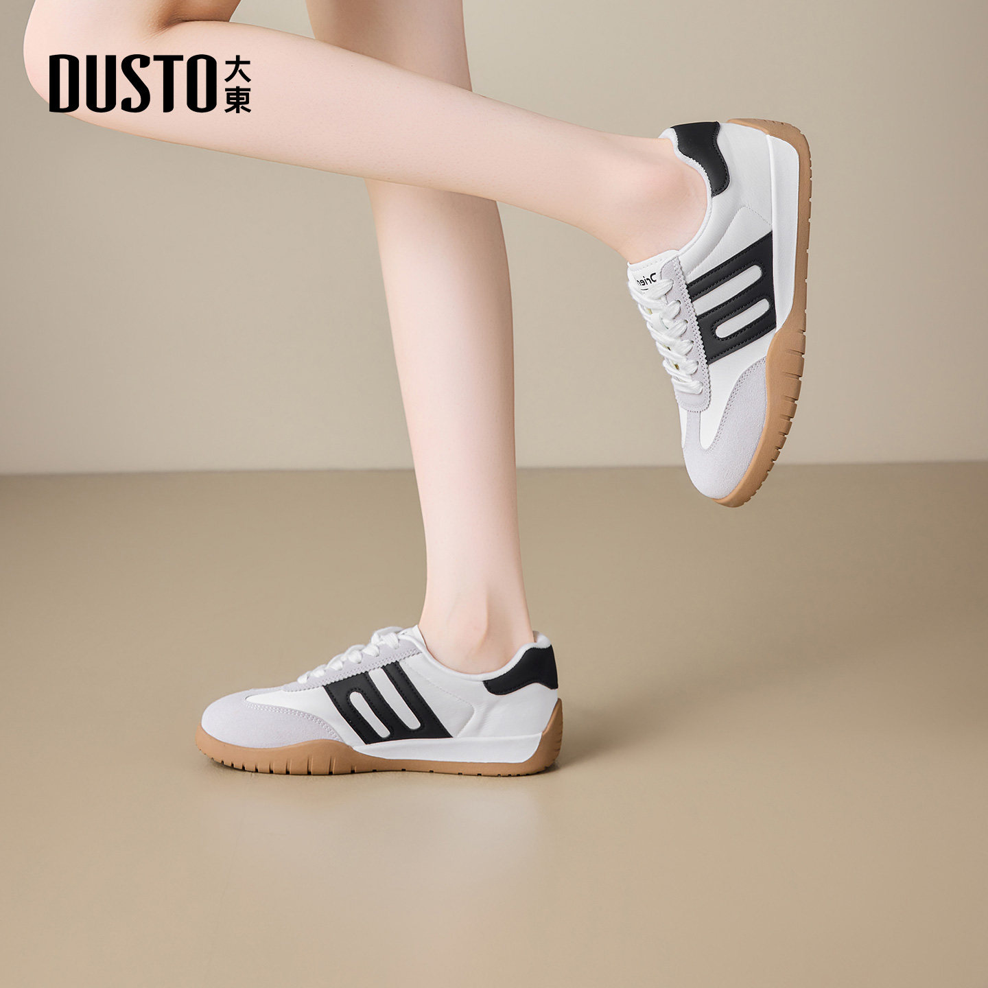 大东德训鞋女鞋2026春季新款休闲平底低跟系带圆头色彩拼贴,淘宝优惠券,粉丝福利购,淘宝优惠卷