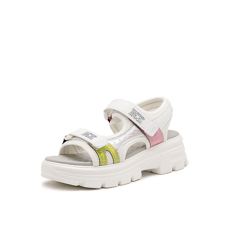 dusto旗舰店大东新款夏季休闲中跟平底按摩鞋垫魔术贴运动底凉鞋20X13433