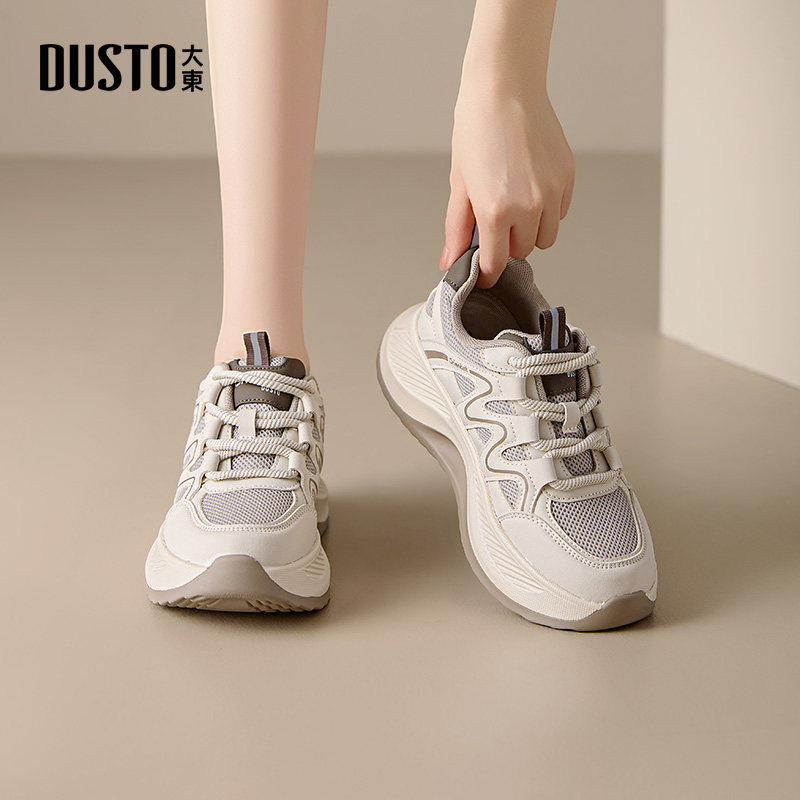 〖WP〗大东老爹鞋女鞋春季新款休闲平底高跟系带圆头拼色织带3263,淘宝优惠券,粉丝福利购,淘宝优惠卷