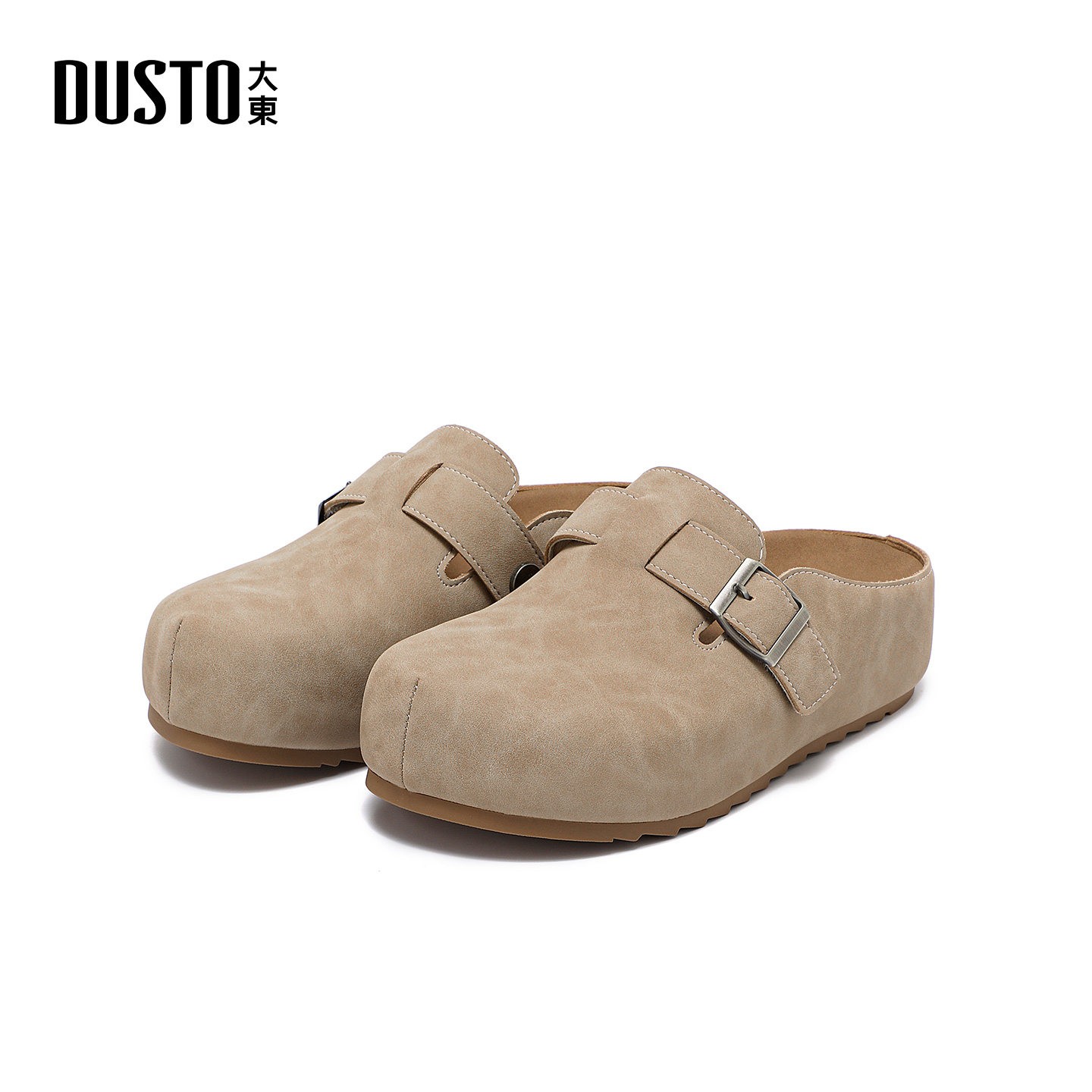 大东S包头拖2026年春季女鞋新款平底中跟圆头套脚饰扣1118A,淘宝优惠券,粉丝福利购,淘宝优惠卷