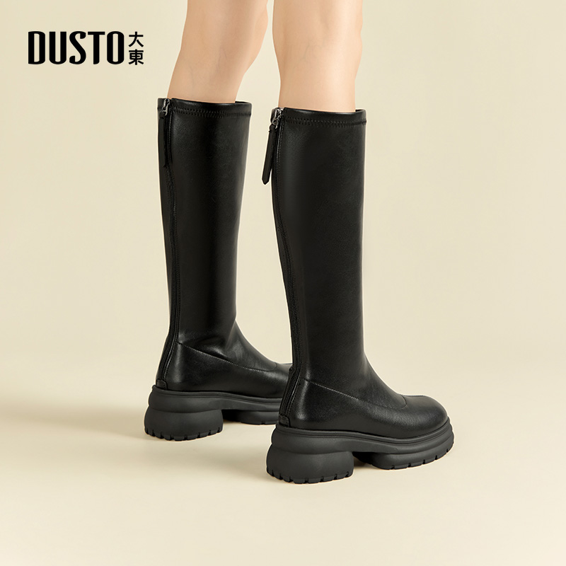 大东dd厚底长筒靴子2025新款女靴小个子增高长靴女秋冬高筒骑士靴 - 图0
