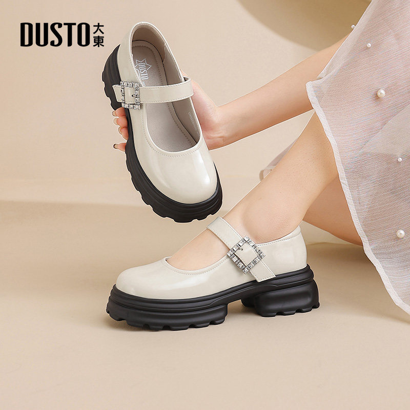 大东玛丽珍鞋女鞋2026春季新款粗跟中跟魔术贴圆头饰扣浅口C0127,淘宝优惠券,粉丝福利购,淘宝优惠卷