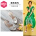 Cửa hàng Dadong flagship 2019 mới hè đơn giản dày với giày cao gót khóa dây hở ngón nữ DW19X1028A - Sandal Sandal