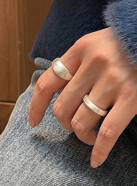 戒指通体S925纯银拉丝宽面素圈