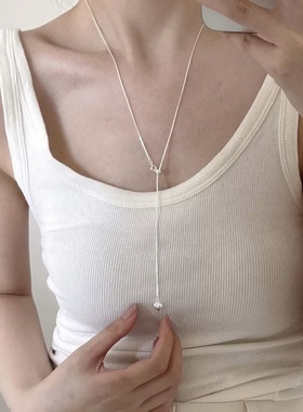 项链通体S925纯银可抽拉毛衣链