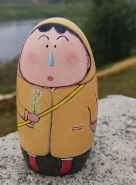 创意石头装饰卡通纯手工蜡笔小新