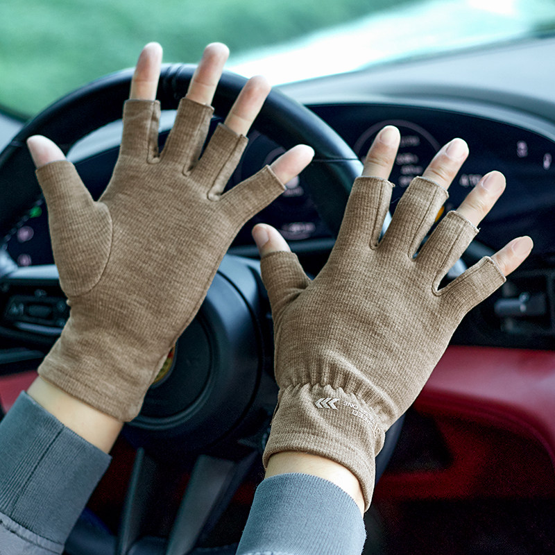 春秋半指手套男薄款秋冬季开车骑行驾驶漏手指可触屏打字写字保暖,淘宝优惠券,粉丝福利购,淘宝优惠卷