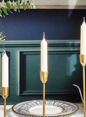 美式风国外进口黄铜金色浪漫烛台