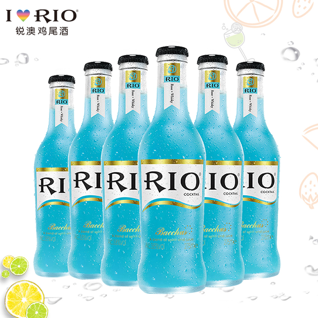 锐澳师捷专卖店RIO锐澳蓝玫瑰口味微醺预调酒洋酒套装275ml*6瓶鸡尾酒瓶装包邮3