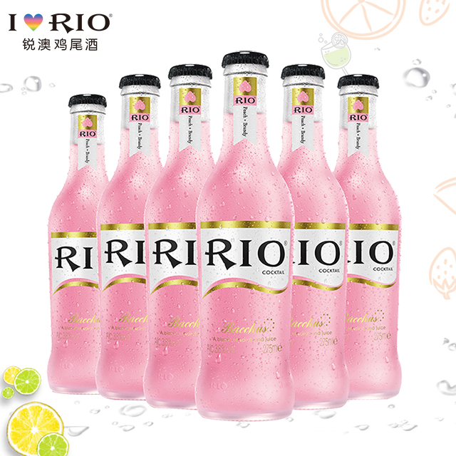 锐澳师捷专卖店RIO锐澳3.8度微醺预调鸡尾酒套餐水蜜桃275ml*6瓶鸡尾酒瓶装包邮3