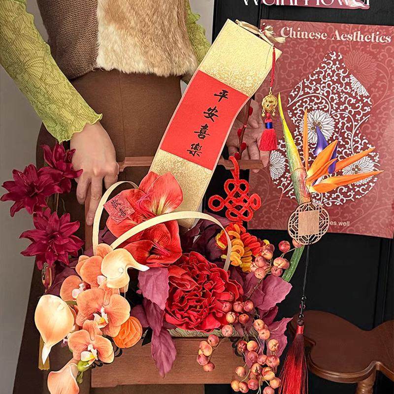 花中情 新年春节卷轴中国风书法挂饰福桶家居装饰配饰diy花艺材料,淘宝优惠券,粉丝福利购,淘宝优惠卷