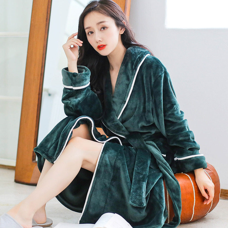 冬季长款法兰绒情侣款一对男睡袍 序牧睡袍/浴袍