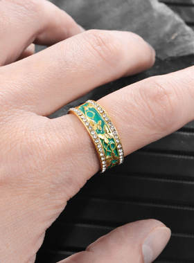 新款饰品绿色蝴蝶镶锆石女戒指现货戒指指环