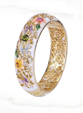 欧美饰品民族风彩色珐琅蝶恋花滴油戒指女时尚简约手饰指环