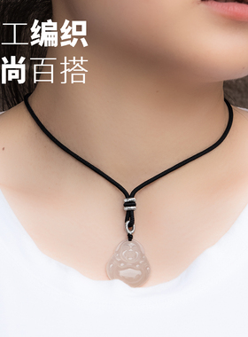 黄金平安扣挂绳佛牌手工编织项链